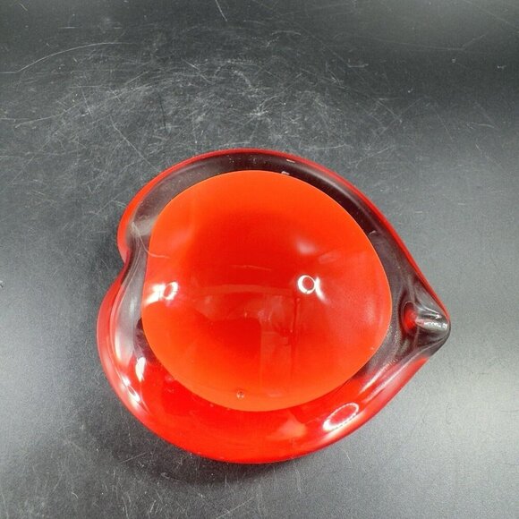 Hand Blown Red Heart Glass Paperweight Figurine Cased Heavy Glass Figure VTG - Picture 13 of 16